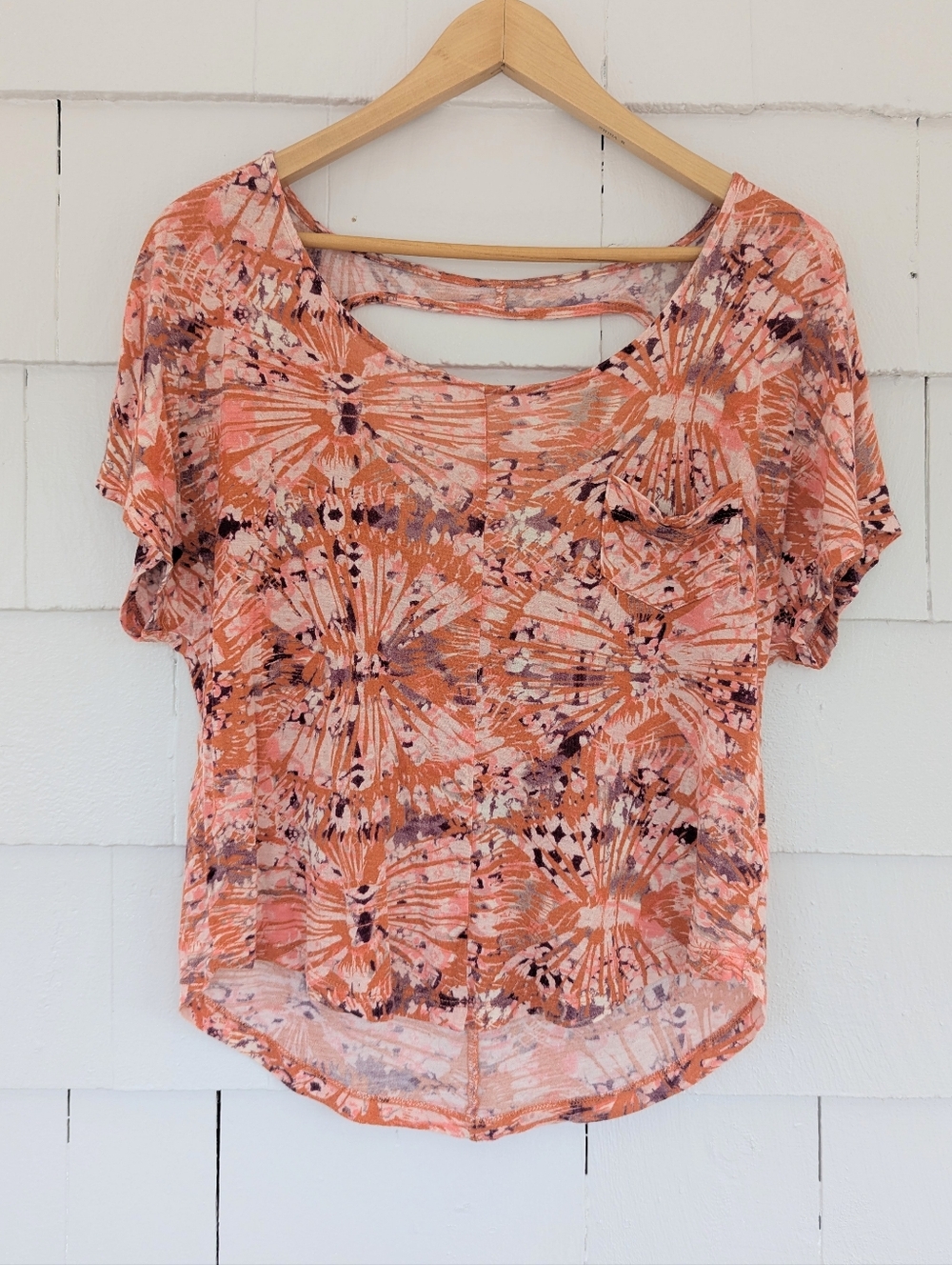 Pacsun Kirra Orange Patterned Open Back Top Size XS